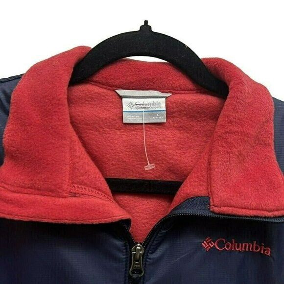 Mens columbia Basin Butte fleece full zip  Red And Navy Blue Cozy New NT Size L - Picture 8 of 12